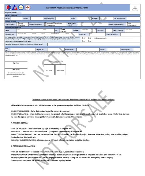 ANNEX C Kabuhayan Program Beneficiary Profile Form NFSW.